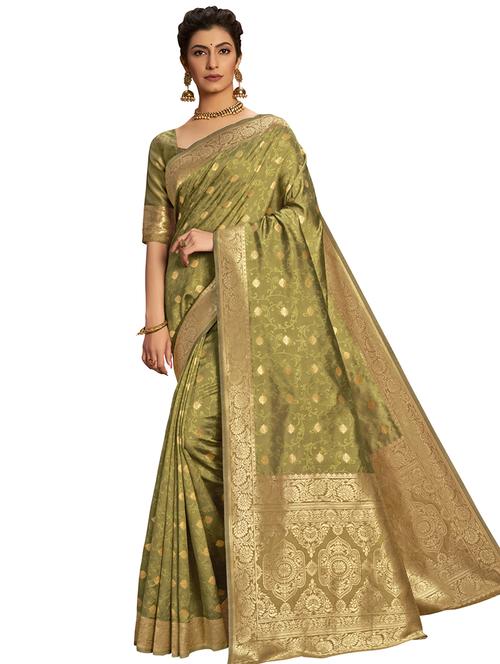 mehandi silk paithani saree with blouse - 17479282 - Very Small Image - 1