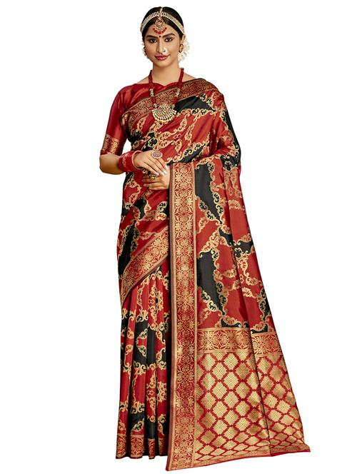 foil print kanjivaram saree with blouse - 17479283 - Very Small Image - 1