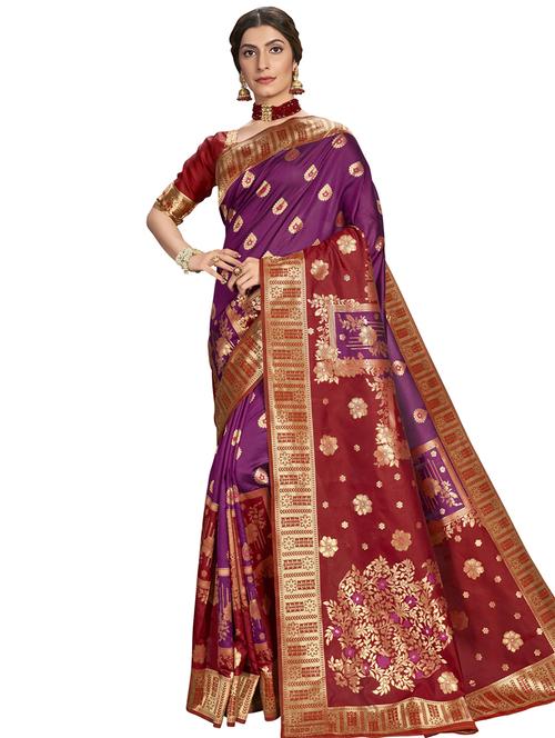 maroon silk paithani saree - 17479338 - Very Small Image - 1