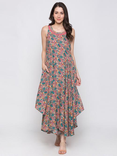 round neck asymmetric maxi dress - 17480408 - Very Small Image - 1