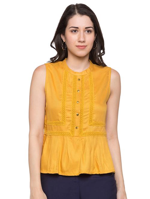 mandarin neck lace detail top - 17480410 - Very Small Image - 1