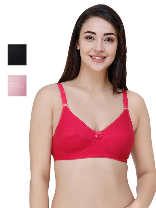 set of 3 bow patch regular bra - 17480855 - Very Small Image - 1