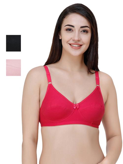 set of 3 bow patch regular bra - 17480856 - Very Small Image - 1