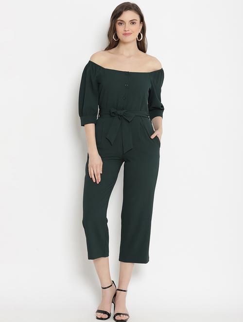 tie front off shoulder jumpsuit - 17482685 - Very Small Image - 1