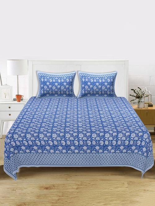 cotton printed double bedsheet with pillow covers - 17482732 - Very Small Image - 1