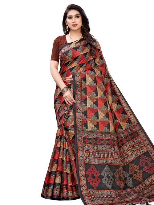 geometric printed saree with blouse - 17482819 - Very Small Image - 1