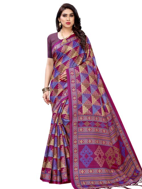 geometric printed saree with blouse - 17482821 - Very Small Image - 1