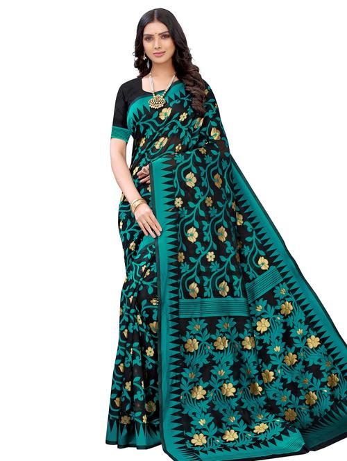 floral jamdani saree with blouse - 17482834 - Very Small Image - 1