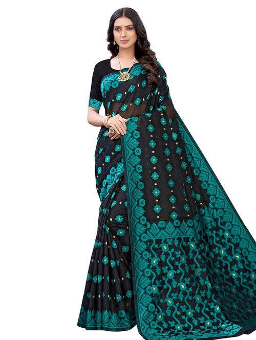 floral jamdani saree with blouse - 17482835 - Very Small Image - 1