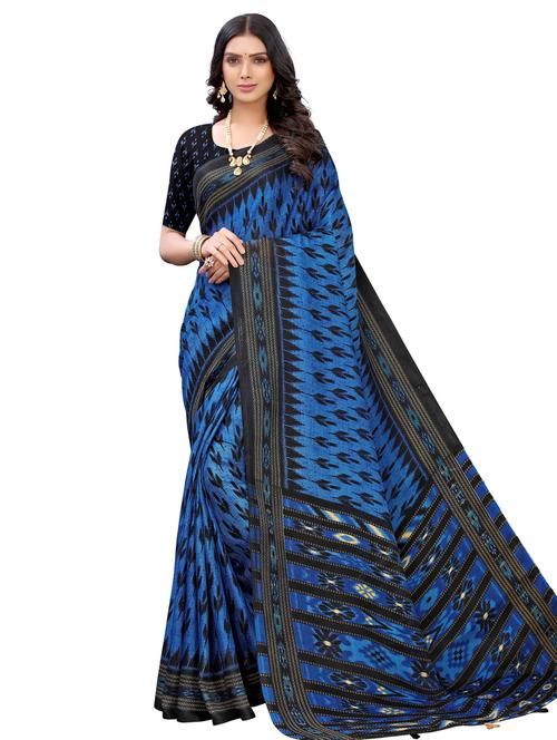 ikat printed saree with blouse - 17482839 - Very Small Image - 1