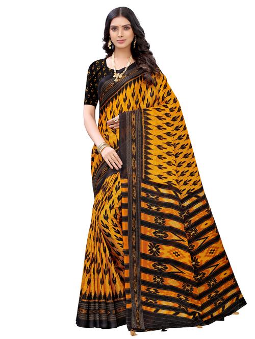 ikat printed saree with blouse - 17482841 - Very Small Image - 1