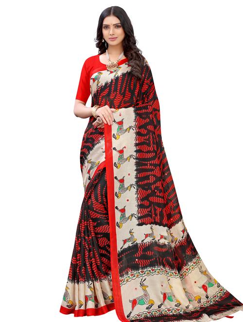 abstract printed saree with blouse - 17482847 - Very Small Image - 1