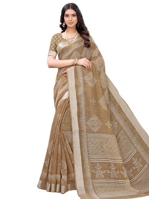 geometric printed saree with blouse - 17482860 - Very Small Image - 1