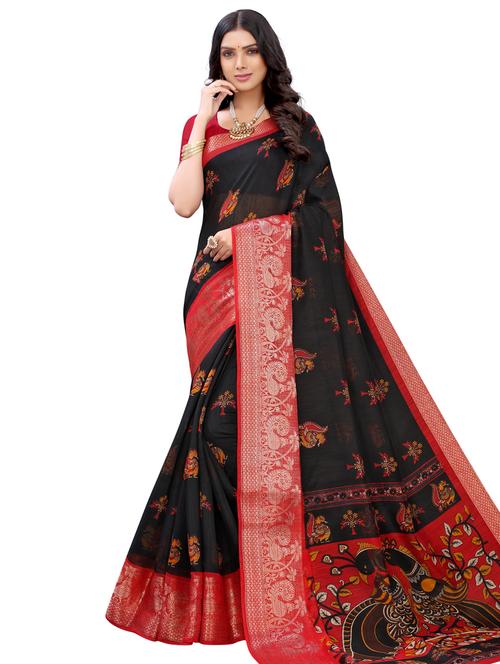 conversational printed saree with blouse - 17482869 - Very Small Image - 1
