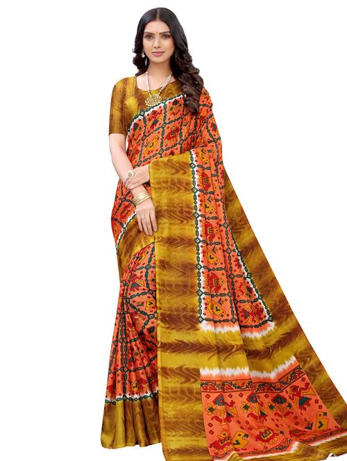 geometric printed saree with blouse - 17482876 - Very Small Image - 1