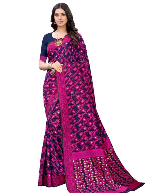 floral jamdani saree with blouse - 17482883 - Very Small Image - 1