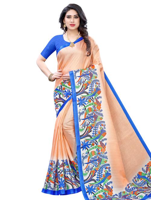 conversational printed saree with blouse - 17482974 - Very Small Image - 1
