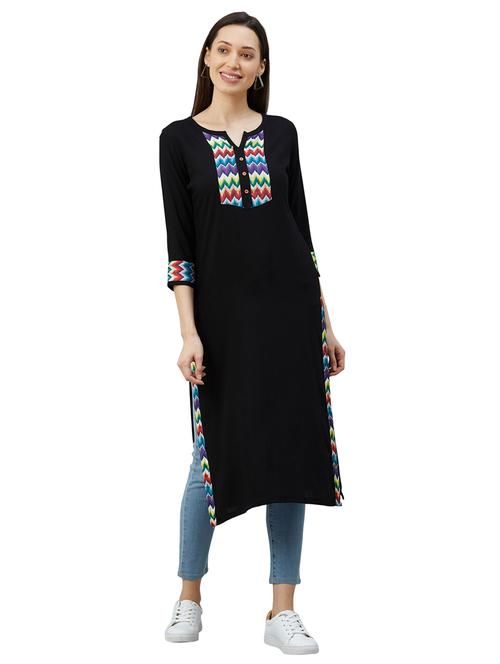ikat printed yoke straight kurta - 17482986 - Very Small Image - 1