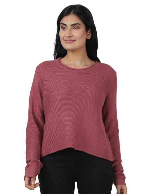 round neck solid pullover - 17483117 - Very Small Image - 1