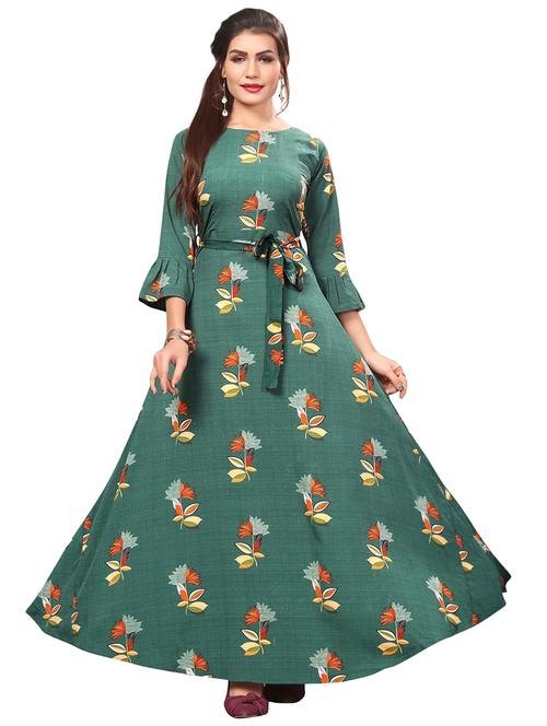 floral print fit & flare ethnic dress - 17483145 - Very Small Image - 1
