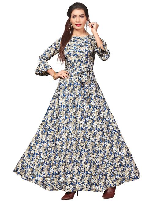 floral print fit & flare ethnic dress - 17483150 - Very Small Image - 1