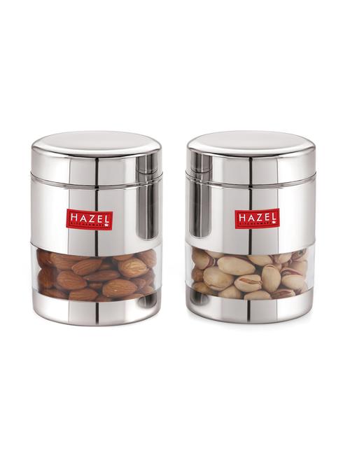 hazel stainless steel transparent glossy see through container set of 2, silver, 500 ml each - 17483392 - Very Small Image - 1