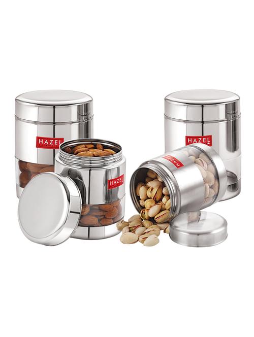 hazel stainless steel transparent glossy see through container set of 4, silver, 500 ml each - 17483394 - Very Small Image - 1