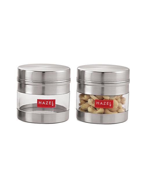 hazel stainless steel transparent wide mouth see through container, silver, set of 2, 500 ml - 17483575 - Very Small Image - 1
