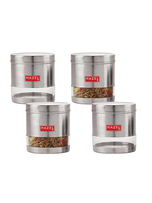 hazel stainless steel transparent wide mouth see through container, silver, set of 4, 700 ml - 17483582 - Very Small Image - 1