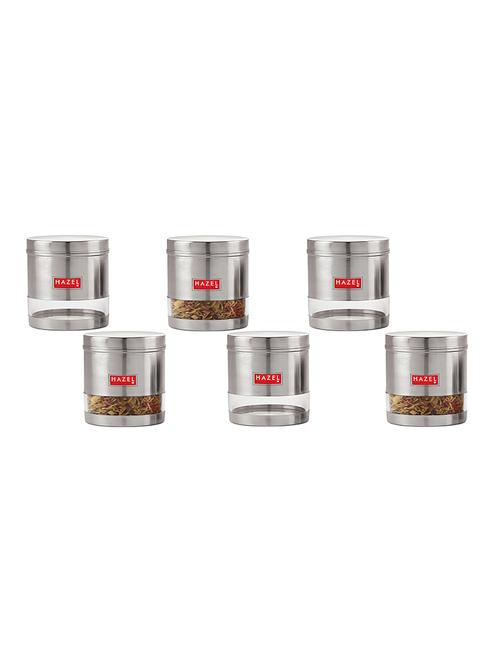 hazel stainless steel transparent wide mouth see through container, silver, set of 6, 700 ml - 17483584 - Very Small Image - 1