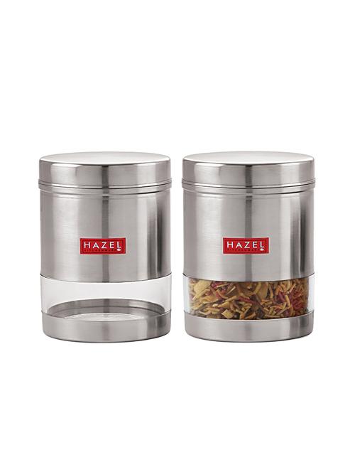 hazel stainless steel transparent wide mouth see through container, silver, set of 2, 950 ml - 17483585 - Very Small Image - 1