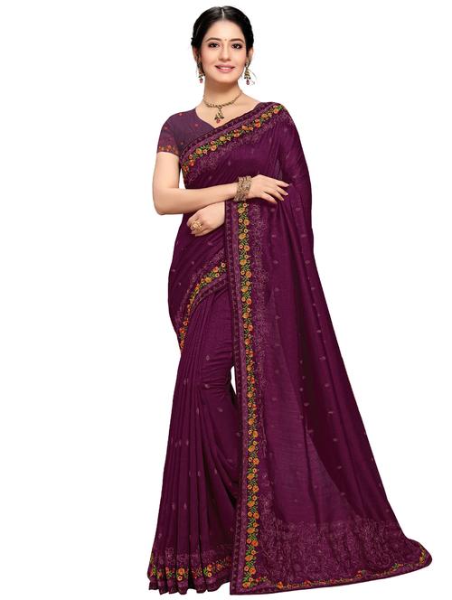 tonal embroidered saree with blouse - 17484582 - Very Small Image - 1