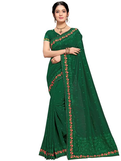 tonal embroidered saree with blouse - 17484584 - Very Small Image - 1