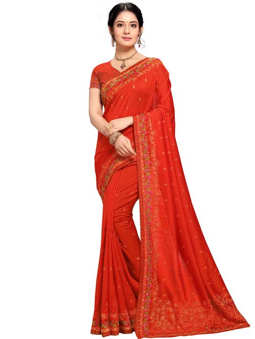tonal embroidered saree with blouse - 17484586 - Very Small Image - 1