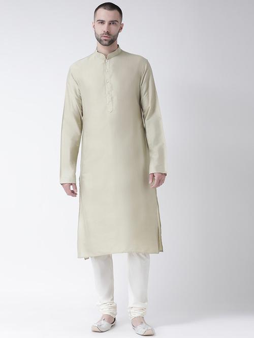 light green solid silk blend kurta pyjama set - 17484706 - Very Small Image - 1