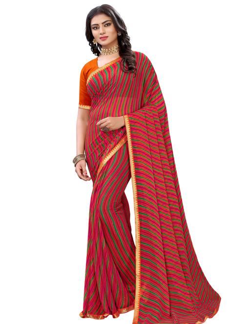 leheriya printed saree with blouse - 17484960 - Very Small Image - 1