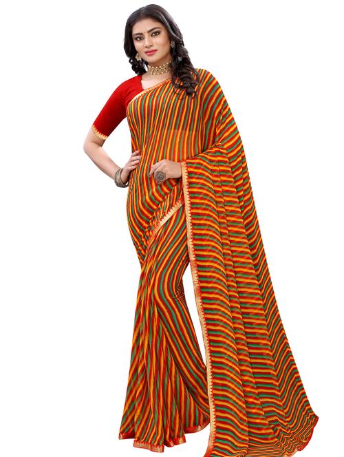 leheriya printed saree with blouse - 17484962 - Very Small Image - 1