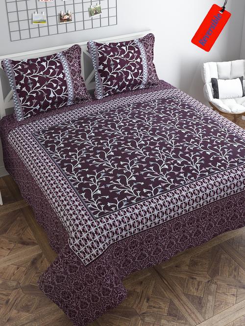 sheen décor reversible collection flip top wine color beautiful and comfortable double bedsheet set - 17485103 - Very Small Image - 1