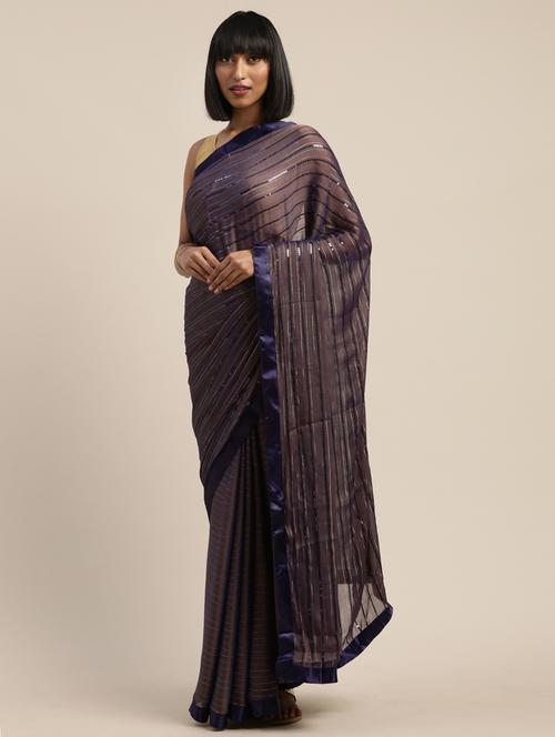 zari work sequined saree - 17485425 - Very Small Image - 1