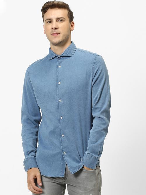 light blue solid casual shirt - 17488702 - Very Small Image - 1