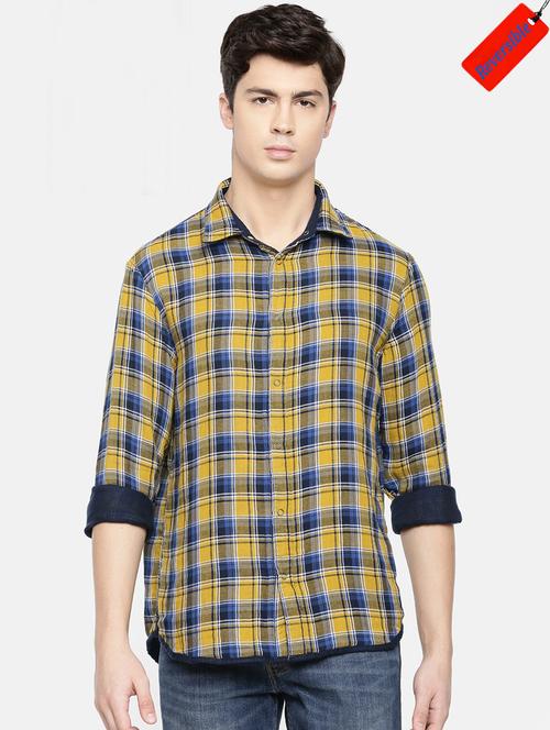 yellow checkered reversible casual shirt - 17488711 - Very Small Image - 1