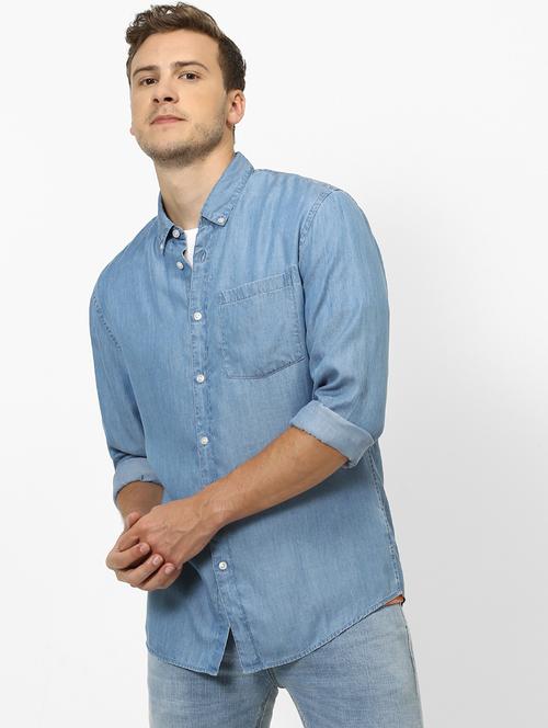 light blue solid casual shirt - 17488746 - Very Small Image - 1