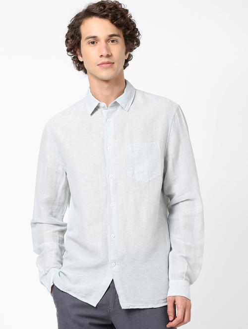 green striped linen casual shirt - 17488760 - Very Small Image - 1