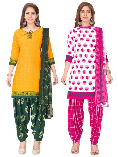multi colored synthetic unstitched suit - 17489299 - Very Small Image - 1