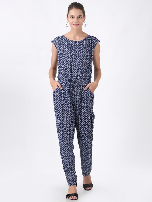 tie front floral full leg jumpsuit - 17489611 - Very Small Image - 1
