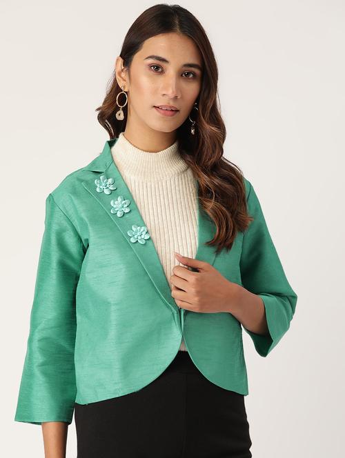 lapel neck solid blazer - 17490459 - Very Small Image - 1
