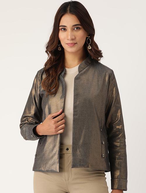 golden sheen effect open front jacket - 17490464 - Very Small Image - 1