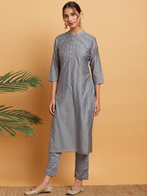 jacquard kurta pant set - 17492533 - Very Small Image - 1