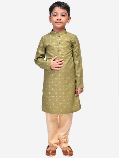 green silk@silk blend kurta sets - 17492836 - Very Small Image - 1