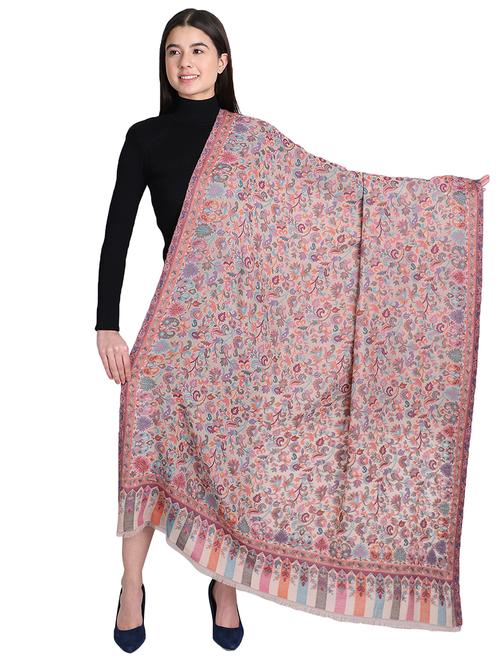 jacquard work wool shawl - 17492994 - Very Small Image - 1